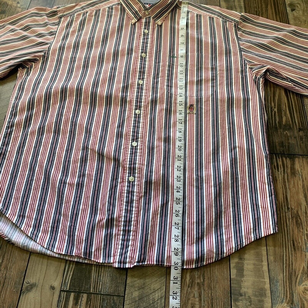Tommy Hilfiger Men’s Large Dress Shirt Long Sleeve Vintage Logo Button Up Casual - Picture 4 of 12